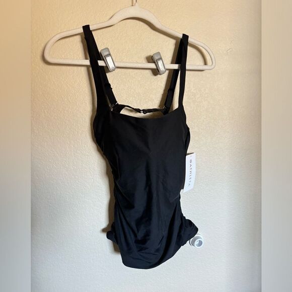 Athleta‎ Square Neck Bra Cup Tankini Sz 34B/C in Black NEW - Picture 6 of 8